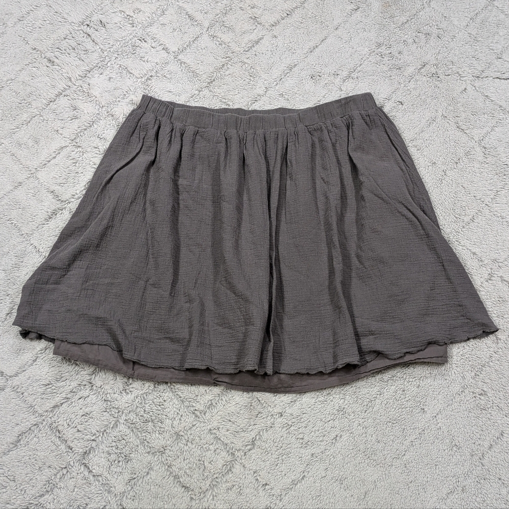 Garnet Hill Skirt Women's L Gray Floral Embroidered Mini Ruffle Lined Boho - Picture 8 of 8